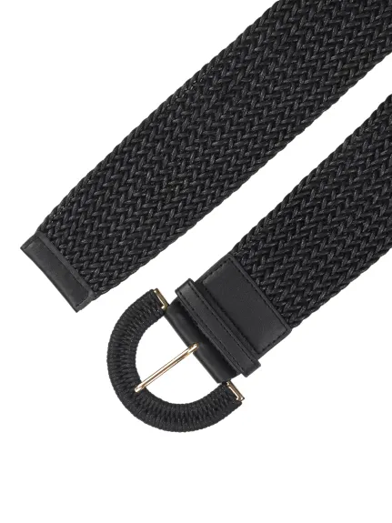 Allegra K- Wide Woven Braided Chunky Buckle Belt