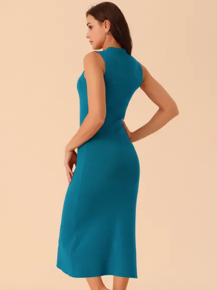 INSPIRE CHIC - Sleeveless Ribbed Knit Elegant Dress