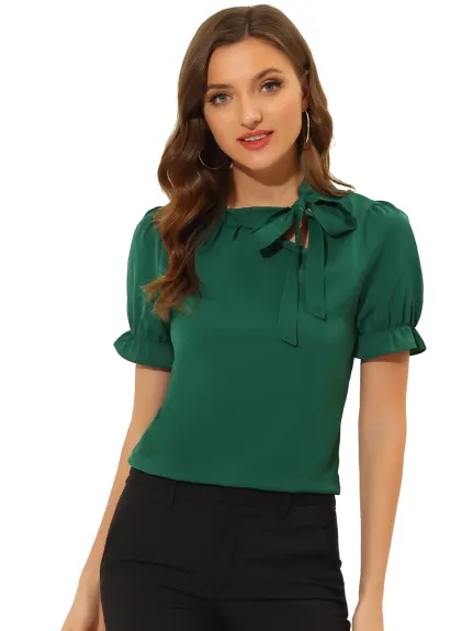 Allegra K - Bow Tie Neck Elegant Summer Top