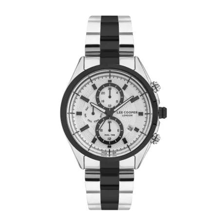 LEE COOPER-Men's Silver 46mm  watch w/White Dial