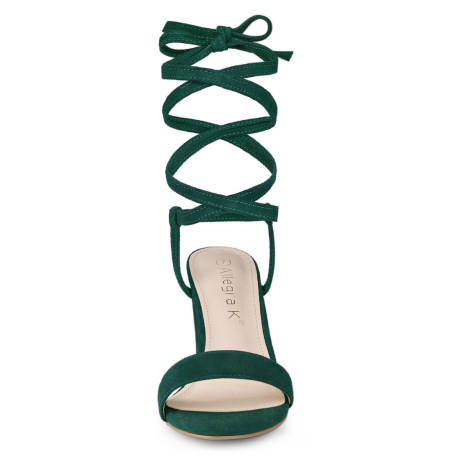 Allegra K- Lace Up Chunky Heeled Sandals Heels