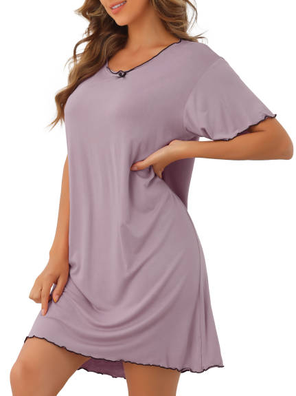 Cheibear - Soft Ruffled Short Sleeve Nightgown