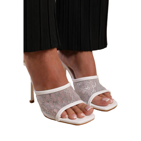 Where's That From - Womens/Ladies Lisbon Diamante Mesh Peep Toe Mules