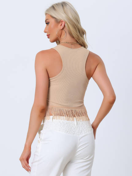 Allegra K- Ribbed Knit Crop Tops