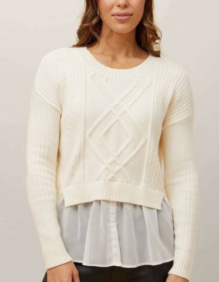 Annick - Ophelia Faux Layered Knit Sweater Shirt Effect