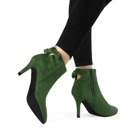 Allegra K - Pointed Toe Stiletto Heel Ankle Boots