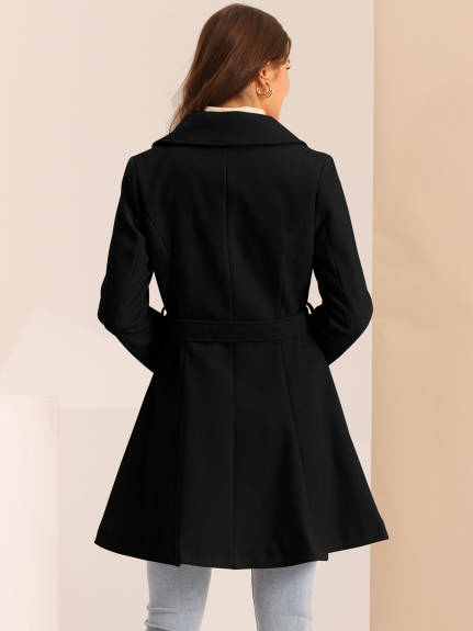 Allegra K - Shawl Lapel Fashion Belted Long Coats