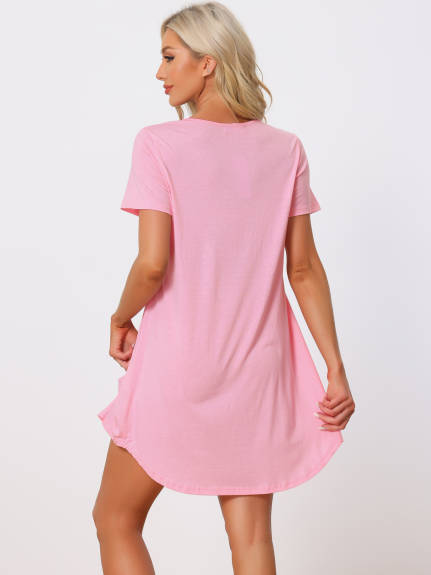 cheibear - Deep V Neck Sift Stretchy Lounge Dress