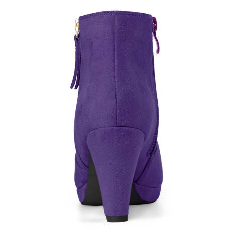 Allegra K - Side Zip Low Platform Ankle Booties