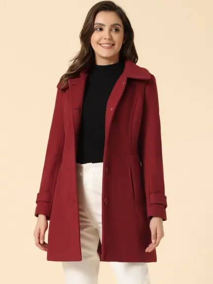 Allegra K- Peter Pan Collar Single Breasted Button Front Coat