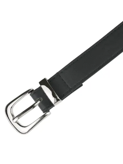 Allegra K- Faux Leather Silver Buckle Waist Belt