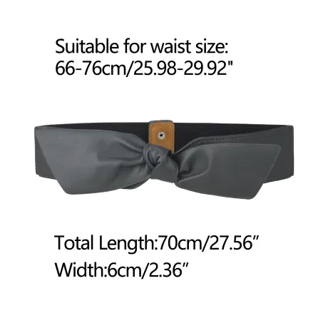 Allegra K- Wide Elastic Waist Belt Bow Knot Snap Button
