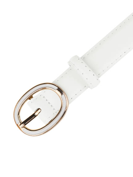 Allegra K- Faux Leather Belt with Gold Buckle