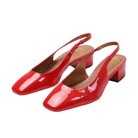 Where's That From - Womens/Ladies Michigan Patent Leather Sling Back Wide Low Block Heel Sandals