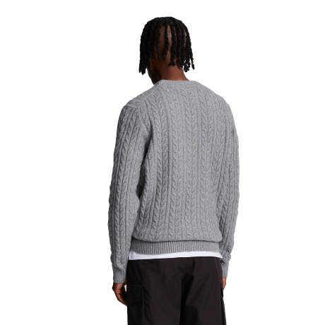 Lyle & Scott - Mens Marl Cable Knit Crew Neck Sweater