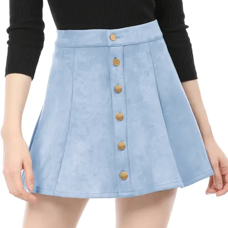 Allegra K - Mini-jupe trapèze boutonnée en faux suède