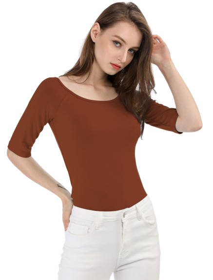 Allegra K- Half Sleeves Fitted Layering T-Shirt