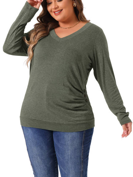 Agnes Orinda - Long Sleeve V Neck Knitted Blouse