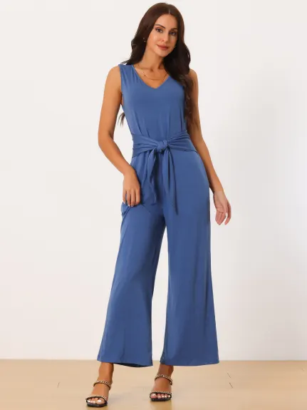 Seta T - Stretchy Casual Belted Jumpsuit