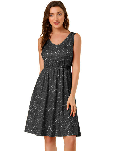 Allegra K- Polka Dots Elastic Waist Midi Sundress