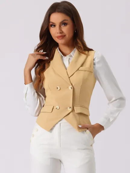 Allegra K- Gilet de costume dos nageur boutonné à revers châle