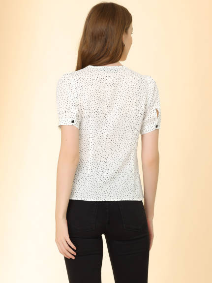 Allegra K- Polka Dots Pattern Short Sleeve Shirt