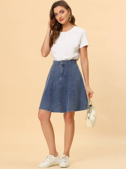 Allegra K- A-Line High Waist Denim Skirt