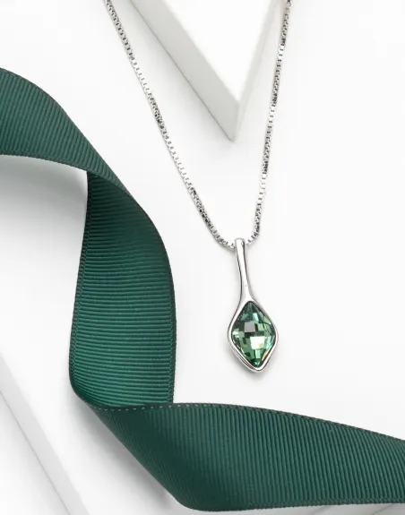 Rhodium Plated Crystal Marquis Pendant Necklace in erinite - callura