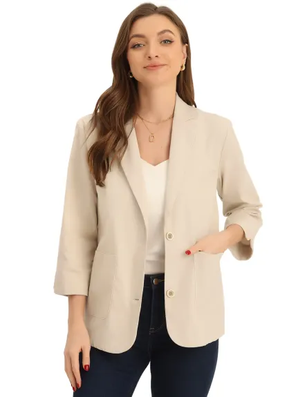 Allegra K - Linen Cotton Office Blazer Jacket