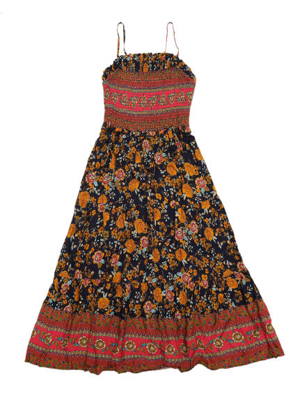 Allegra K- Boho Floral Spaghetti Strap Smocked Dress