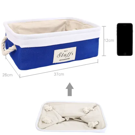 PiccoCasa- Foldable Storage Baskets with Cotton Handles 14.6" x 10.2" x 4.7"