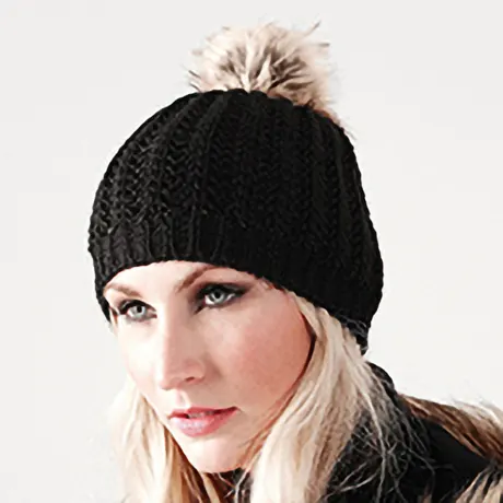 Beechfield - Ladies/Womens Faux Fur Pom Pom Winter Beanie