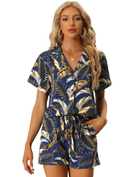 Allegra K - Hawaiian Floral Shirt and Shorts Outfits