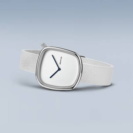 BERING - Montre Pebble pour femme en acier inoxydable de 30 mm en argent/blanc