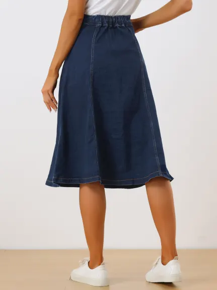 Allegra K- Buttons High Waist A-Line Midi Skirt