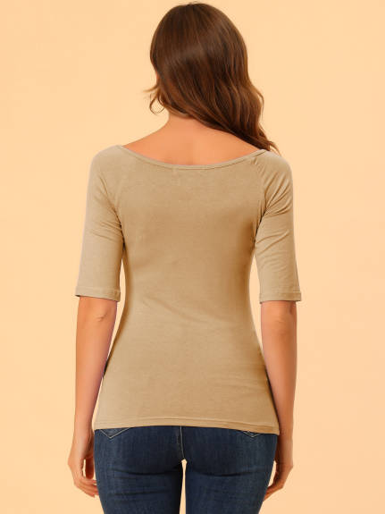 Allegra K- Half Sleeves Fitted Layering T-Shirt