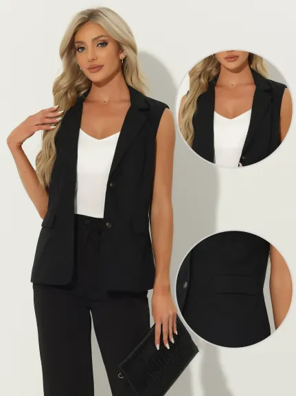Allegra K- Office Sleeveless Blazer Suit Vest