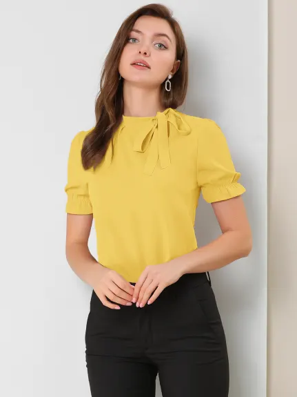 Allegra K - Bow Tie Neck Elegant Summer Top