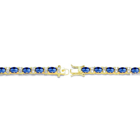 Genevive Sterling Silver White Gold Plated Tennis Bracelet with Colored and Clear Oval Cubic Zirconia in Alternation