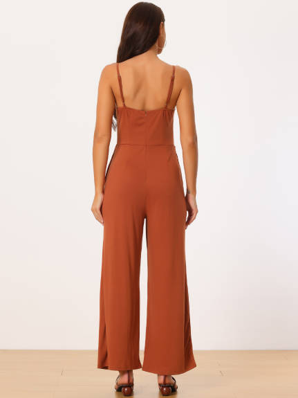 Allegra K - Drawstring Ruched Summer Casual Jumpsuit