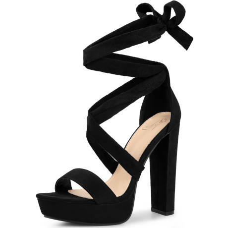 Allegra K- Platform Lace Up Chunky High Heel Sandals