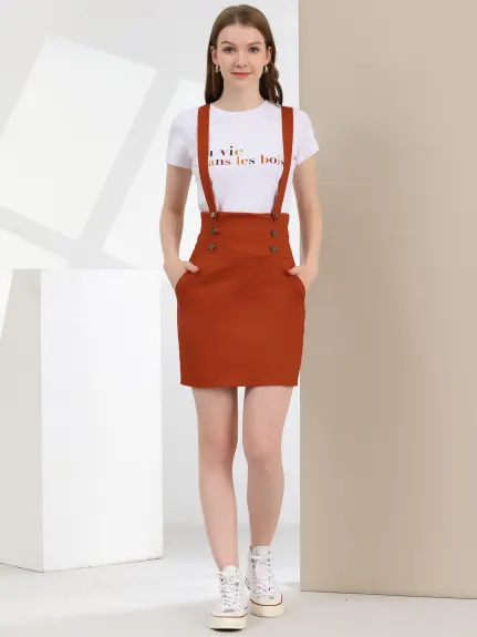 Allegra K - High Waist Suspender Pencil Skirt