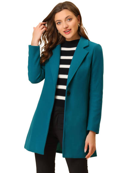 Allegra K- Classic Notched Lapel Long Overcoat