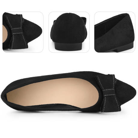 Allegra K - Pointed Toe Bow Slip-on Ballet Flats