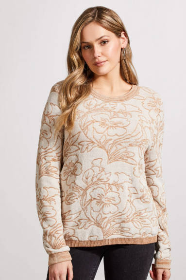 Tribal - Jacquard Long Sleeve Scoop Neck Sweater