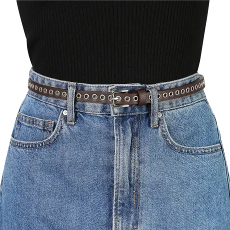 Allegra K- Ceinture à œillets Ceinture en cuir skinny grande taille