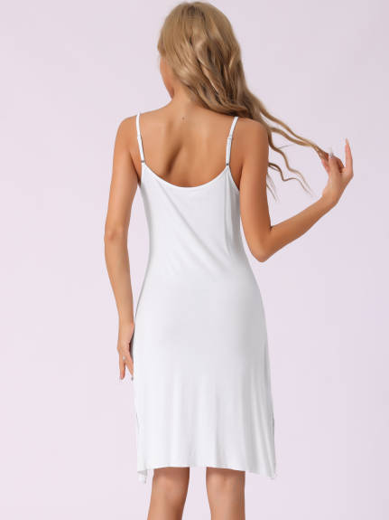 Cheibear - Sleeveless Solid Mid Length Nightgown