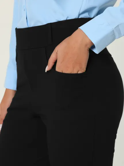 Hobemty- Stretchy Elastic High Waist Straight Trousers