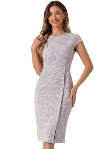 INSPIRE CHIC - Crewneck Tweed Plaid Bodycon Dress