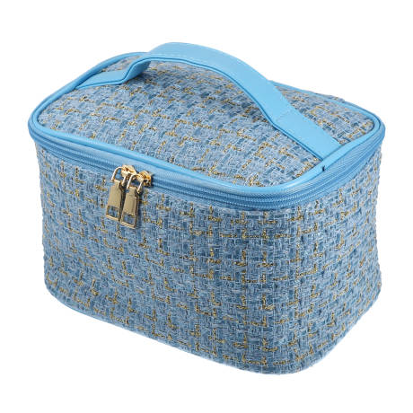 Unique Bargains- Travel Makeup Bag Organizer Case Woolen Plaid Pattern